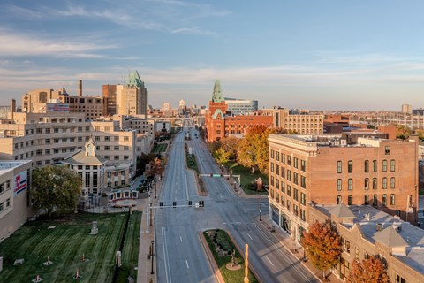 city view from the roof of a building at The Nicholas, St Louis, MO